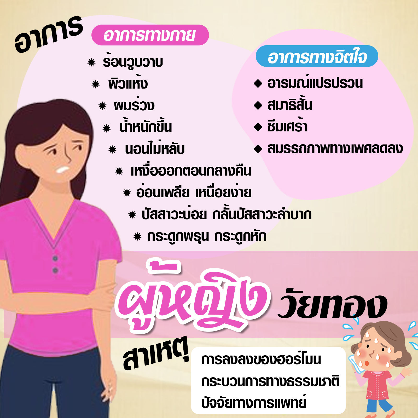 อาการและสาเหตุวัยทองในผู้หญิง