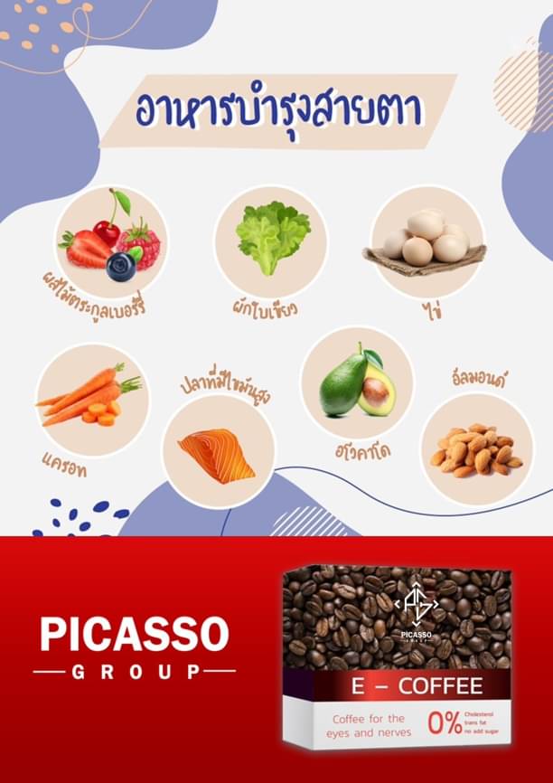 อี-คอฟฟี่ (E-Coffee) เครื่องดื่มกาแฟสมุนไพรและธัญพืช บำรุงสายตาและประสาทตา อี-คอฟฟี่ (E-Coffee) เครื่องดื่มกาแฟสมุนไพรและธัญพืช บำรุงสายตาและประสาทตา