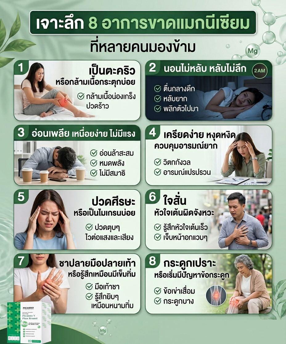 8 อาการขาดแมกนีเซียม ที่หลายคนมองข้าม